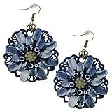 Susie's Gift Shop Flower Navy Blue Earrings | Extremely Light Weight Metal 2-inch Woman's Hand Made  | Amazon (US)