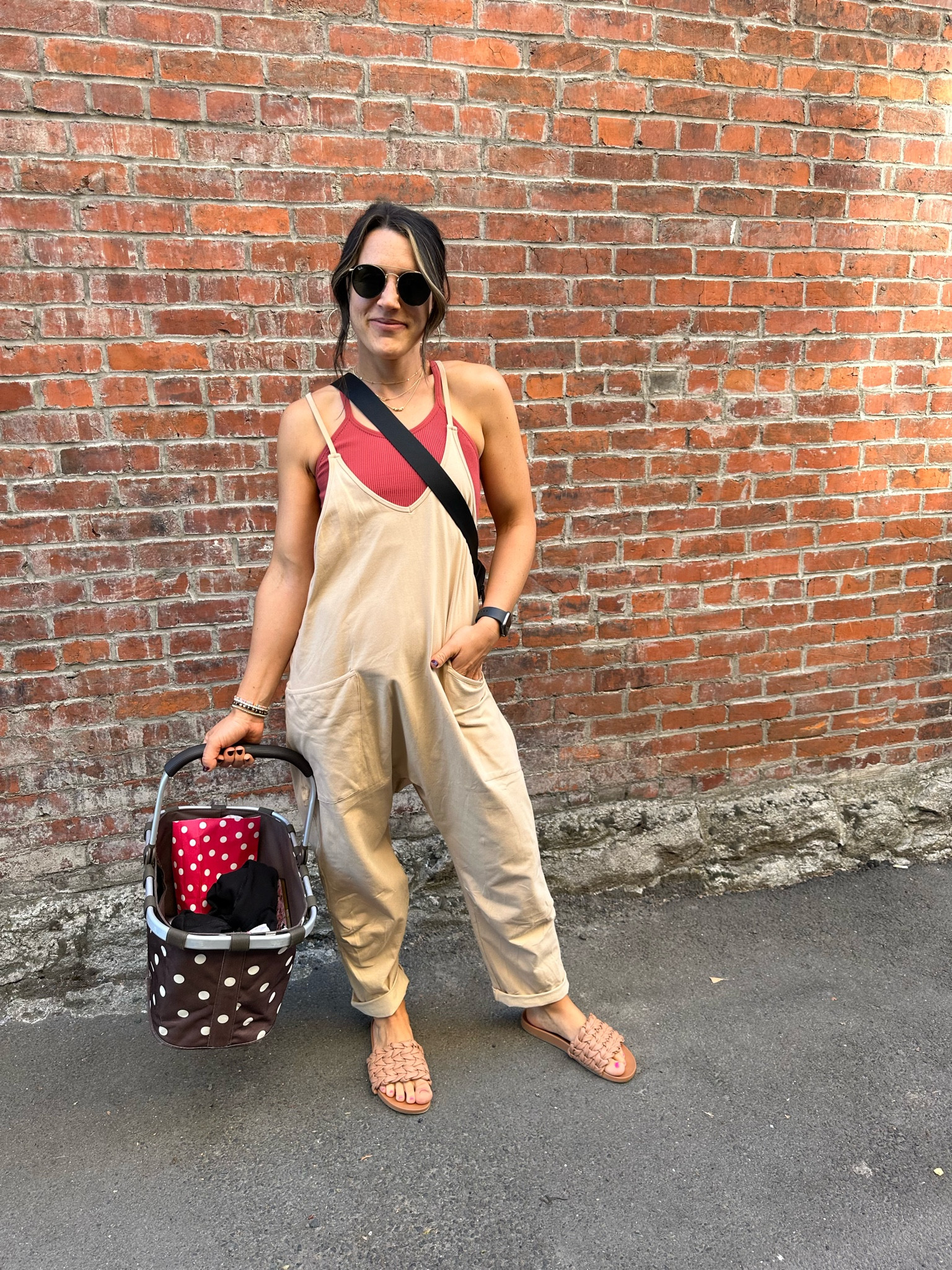 Vacation look idea| travel outfit | casual style | spring fashion | farmers market outfit | target style | Amazon fashion 

Size: 
m/l for tank
small for onesie
True to size for slides

#LTKSeasonal #LTKunder50 #LTKtravel