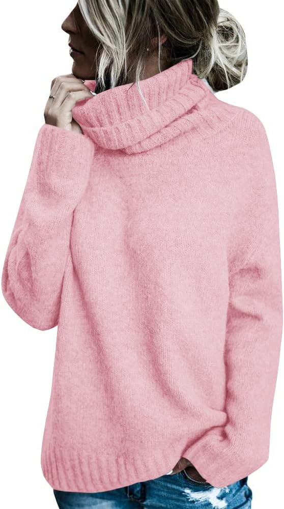 FISACE Womens Oversized Turtleneck Pullover Sweater Cable Knit Long Sleeve Sweater Tops | Amazon (US)