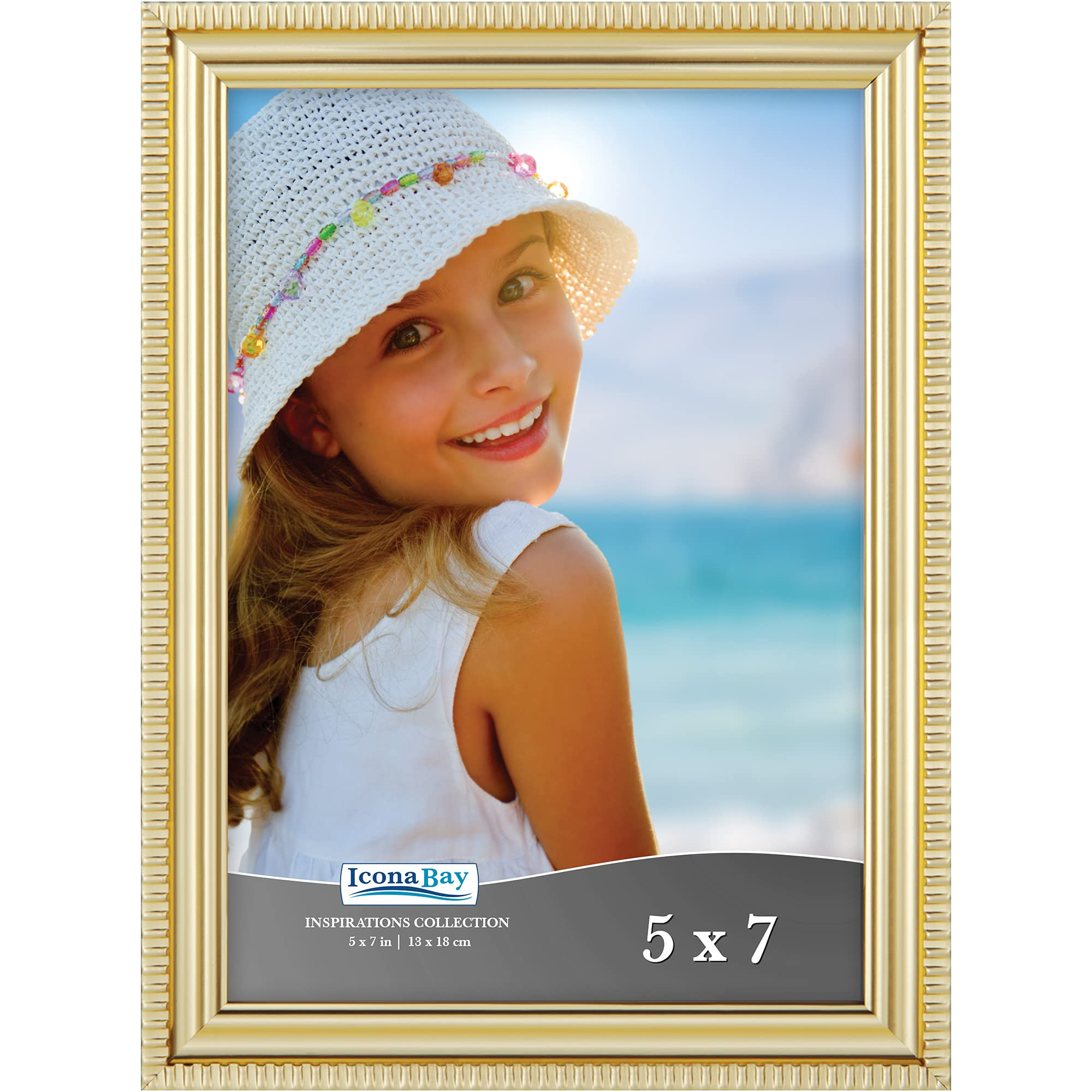 Icona Bay 5x7 Gold Picture Frame Beautifully Detailed Molding, Contemporary Picture Frame Set, Wa... | Amazon (US)