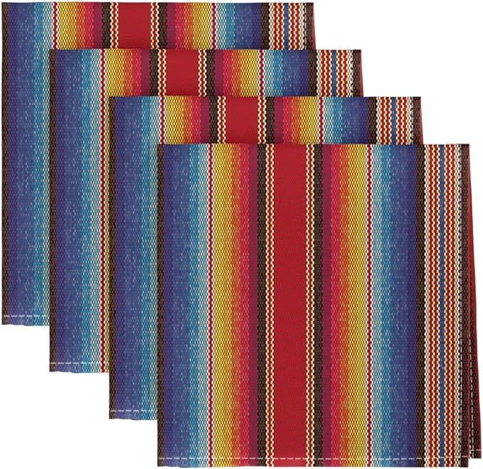 Horaldaily Mexico ClothNapkin 18x18 Inch, Cinco De Mayo Fiesta Colorful Stripes Party Dinner Deco... | Amazon (US)