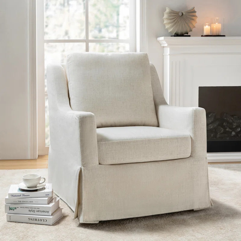 Sharn 30"Wide Slipcover Swivel Rocking Chair with Pillow Back | Wayfair North America