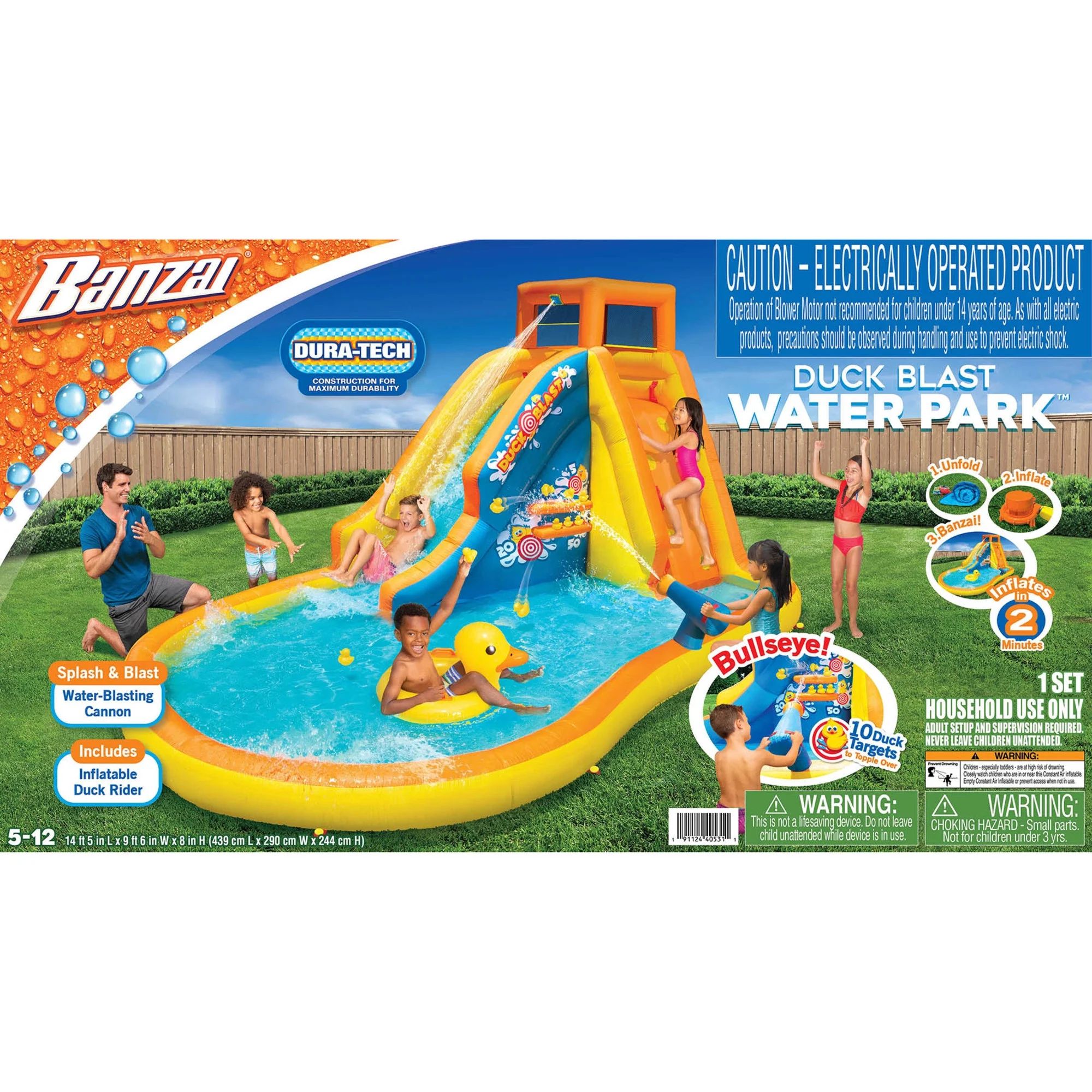 Banzai Inflatable Duck Blast Water Park - Water Blast Cannon & Inflatable Duck Rider - Walmart.co... | Walmart (US)