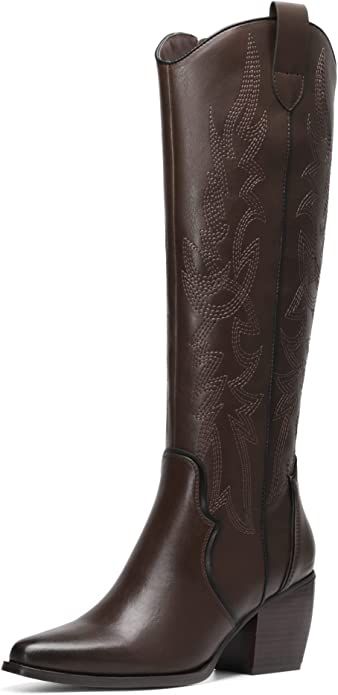 Amazon.com | DREAM PAIRS Womens Cowboy Boots, Western Cowgirl Pull On Zipper Chunky Heel Pointed ... | Amazon (US)
