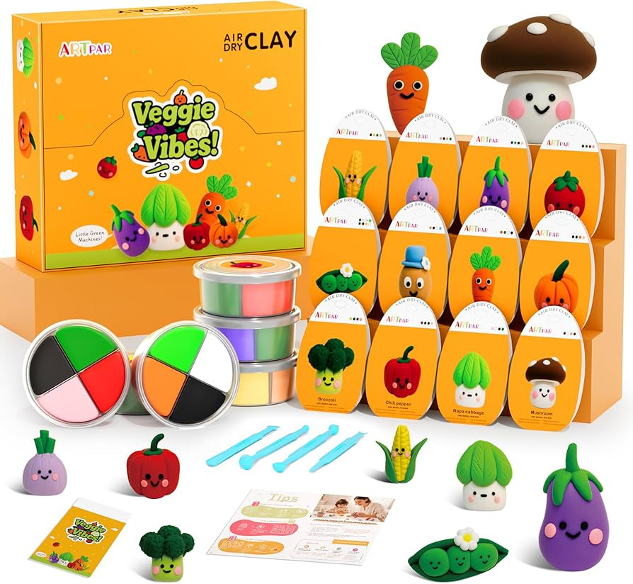 ARTPAR Air Dry Clay Kit for Kids - Vegetable Modeling Magic Clay Set, Soft & Non-Sticky with Tool... | Amazon (US)