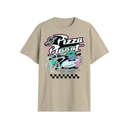 Men s Disney Toy Story Pizza Planet Beige Graphic T-Shirt - XL | Walmart (US)