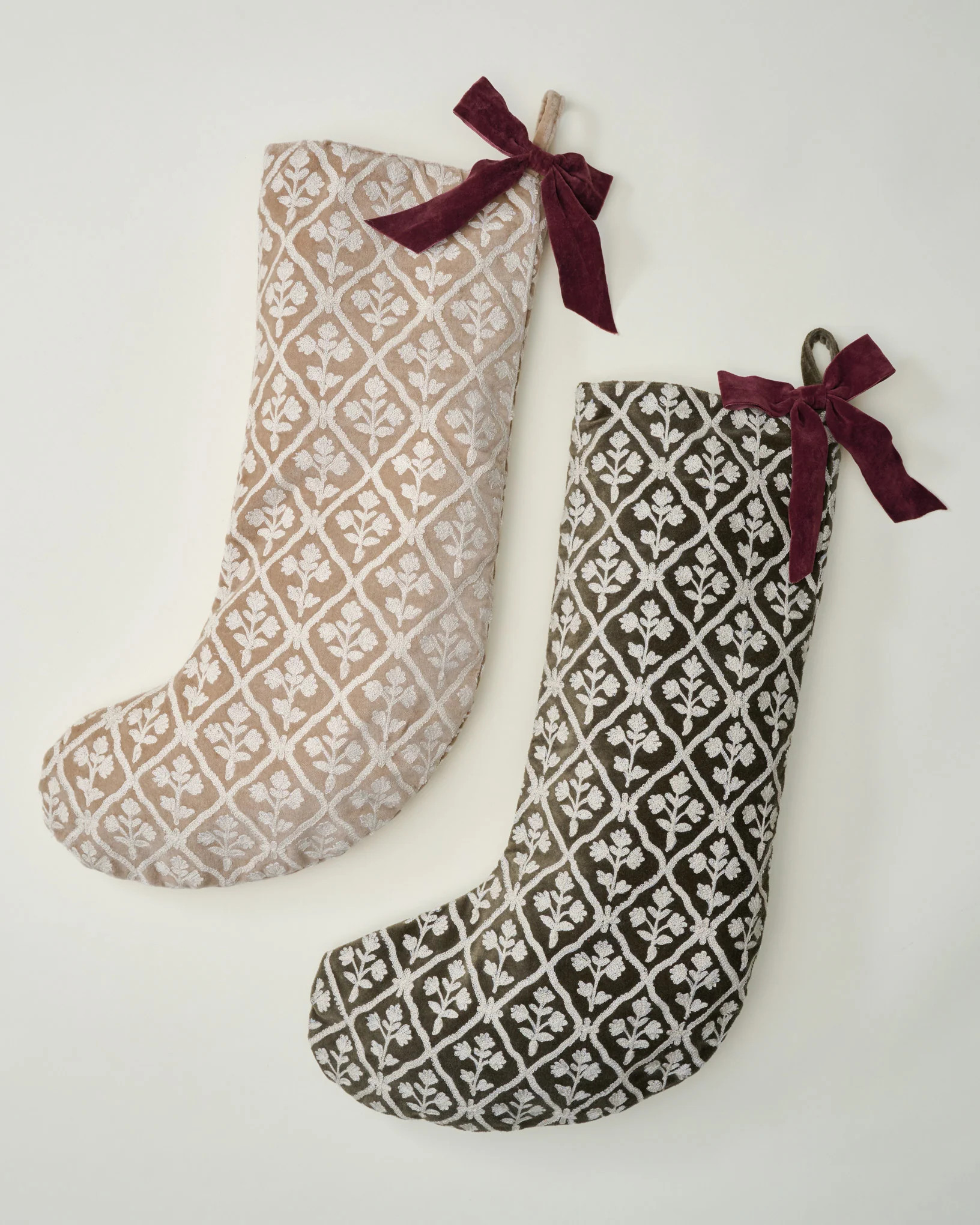 Crewel Embroidered Floral Stocking | Magnolia