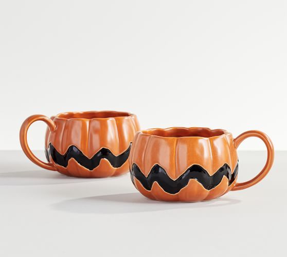 Peanuts™ Pumpkin Shaped Stoneware Mugs - Set of 2 | Pottery Barn (US)