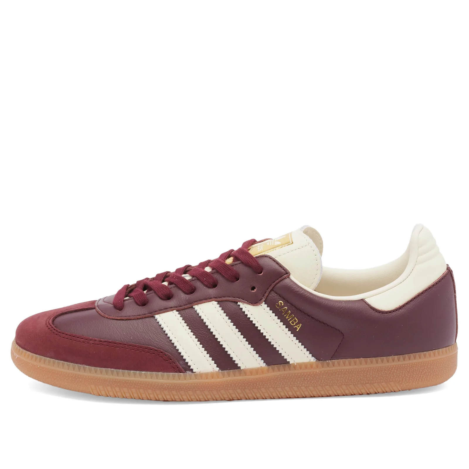 Adidas Samba OG Sneakers in Maroon/Cream White/Gold Met., Size UK 6 | END. Clothing