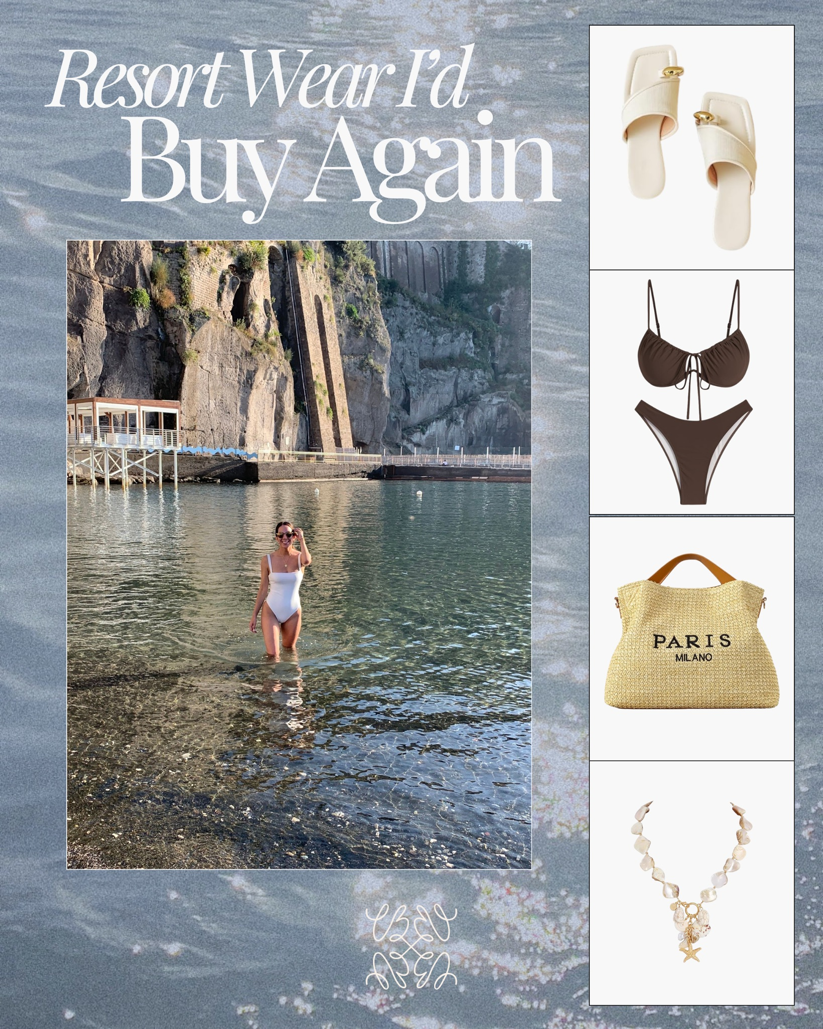 Resort wear I’d buy again 🤍

These are the pieces that made it in my suitcase and earned a permanent spot on my repeat list. The swimsuit is flattering without feeling overdone, the sandals are easy and neutral with everything, and the woven tote fits more than you think.

I love adding a simple shell necklace and oversized sunnies for that effortless coastal feel. It’s the kind of lineup that works from beach mornings to late lunches without a full outfit change.

These are the staples I’d pack every time. 

#ResortStyle #VacationEdit #BeachCapsule #AmazonFinds #CoastalChic #SummerWardrobe 

 #LTKSeasonal #LTKBeauty #LTKTravel