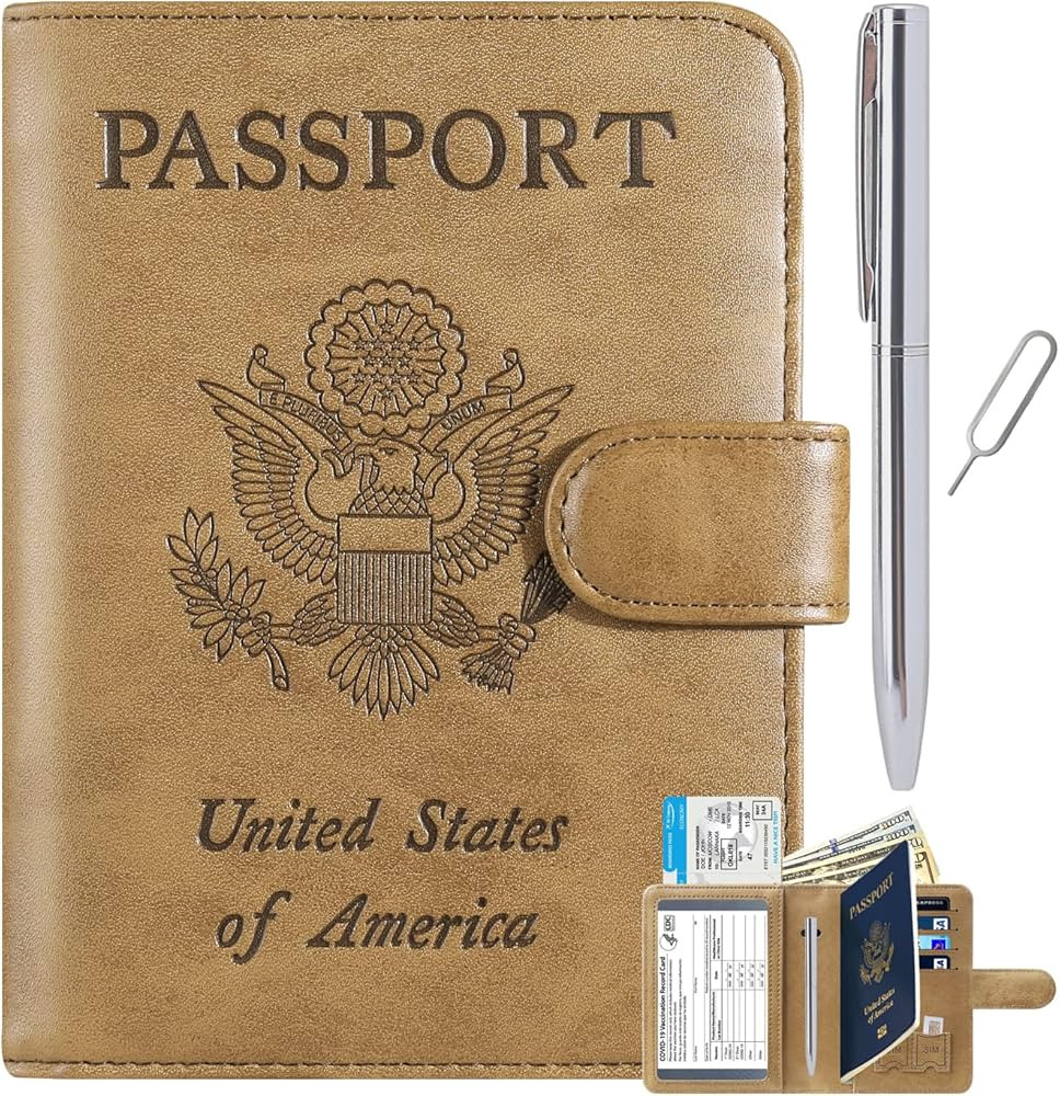 Passport Holder Cover Wallet RFID Blocking Leather Card Case Travel Accessories for Women Men | Amazon (US)