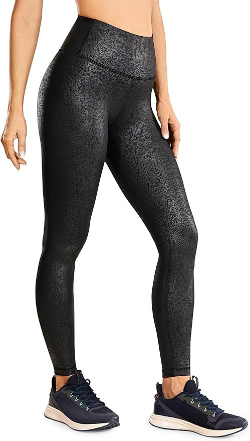 CRZ YOGA Matte Faux Leather Leggings for Women 28'' - High Waisted Stretch Full Length Leather Pa... | Amazon (US)