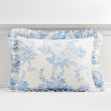 LoveShackFancy Damask Ruffle Sham | Pottery Barn Teen
