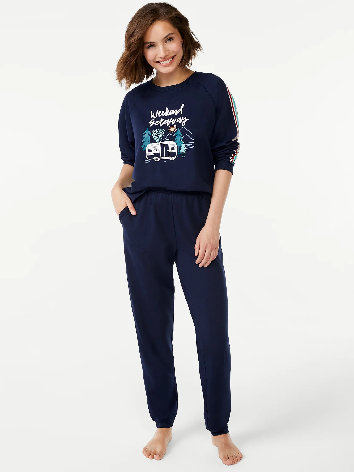 Joyspun Women's French Terrycloth Holiday Pajama Gift Set, 2-Piece, Sizes up to 3X - Walmart.com | Walmart (US)