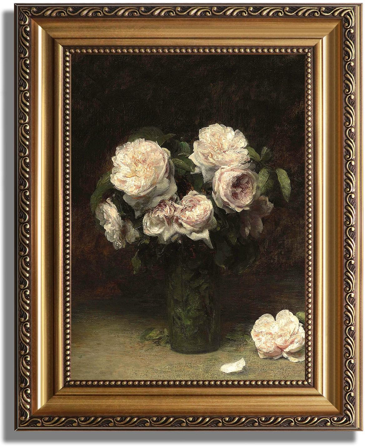 ASTRDECOR Vintage Floral Wall Art, Gold Framed Canvas Wall Art Moody Dark Roses Painting, Vintage... | Amazon (US)