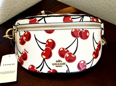 Coach Bethany Belt  Shoulder Travel Bag Cherry Print Chalk Cream Fanny Pack New  | eBay | eBay US