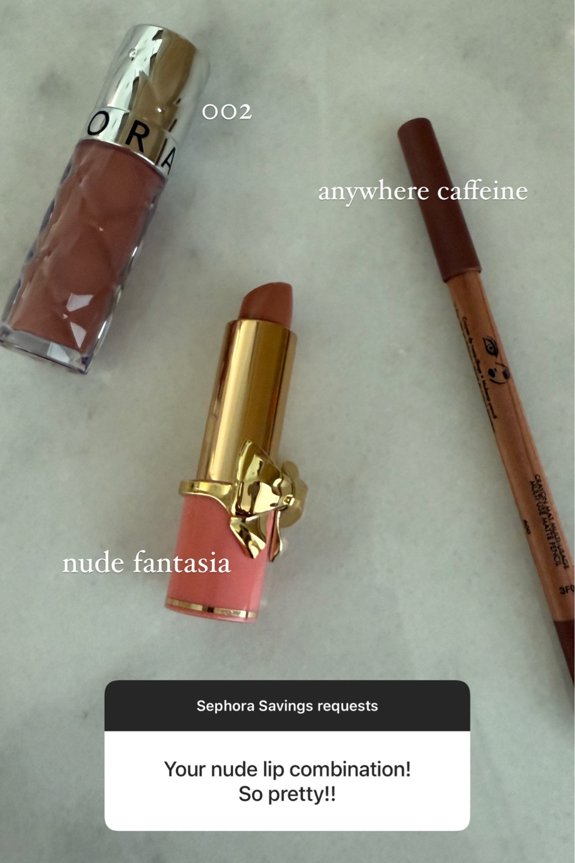 Latest lip combo:
Lip liner: anywhere caffeine
Lipstick: nude fantasia
Lip gloss: 002
@Sephora #sephorasavings #sephorahaul

#LTKSaleAlert #LTKSeasonal #LTKBeauty