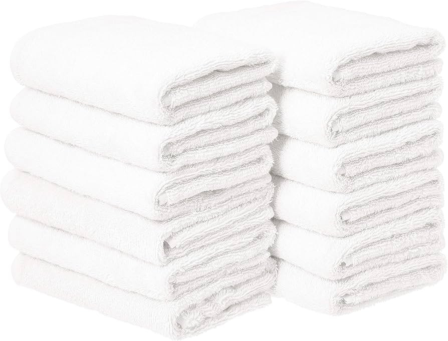 Amazon Basics 100% Cotton hand towels for bathroom - 12 Pack white towel (16 x 26 inches) | Amazon (US)