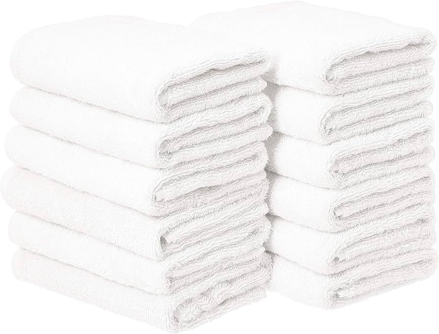 Amazon Basics Cotton Hand Towel - 12-Pack, White | Amazon (US)