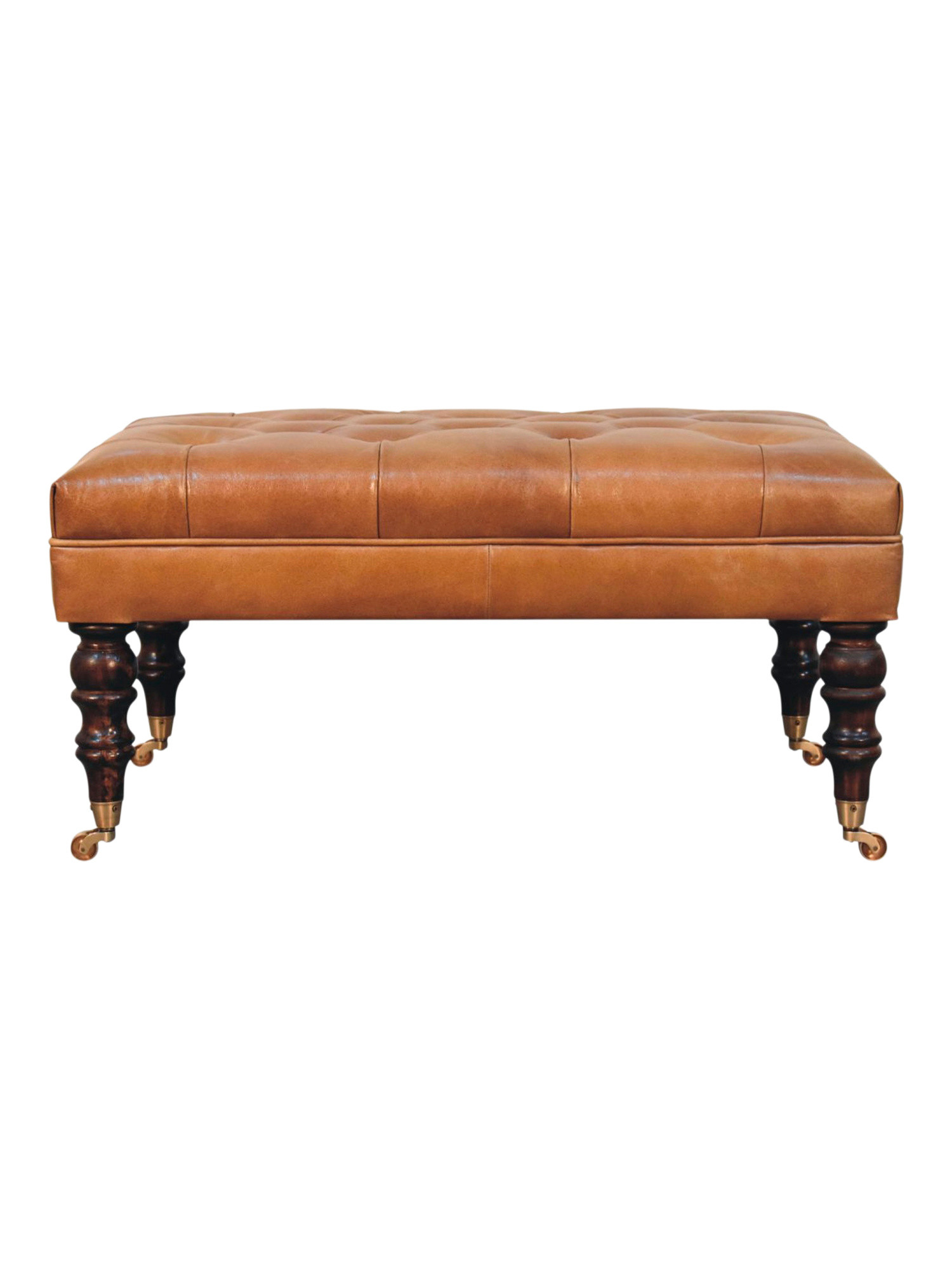 35x24x18 Buffalo Leather Ottoman With Caster Legs | TJ Maxx