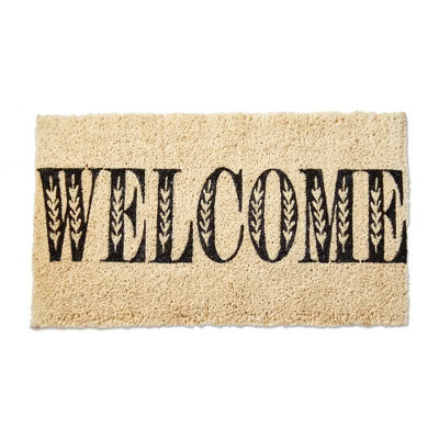 tag Welcome Coir Door Mat - Natural Everyday Black Doormat, 30" L x 17" W x 1" H, Easy to Clean by Shaking or Brushing | Target
