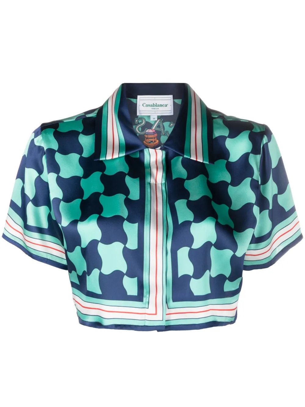 Casablanca geometric-print Cropped Blouse - Farfetch | Farfetch Global