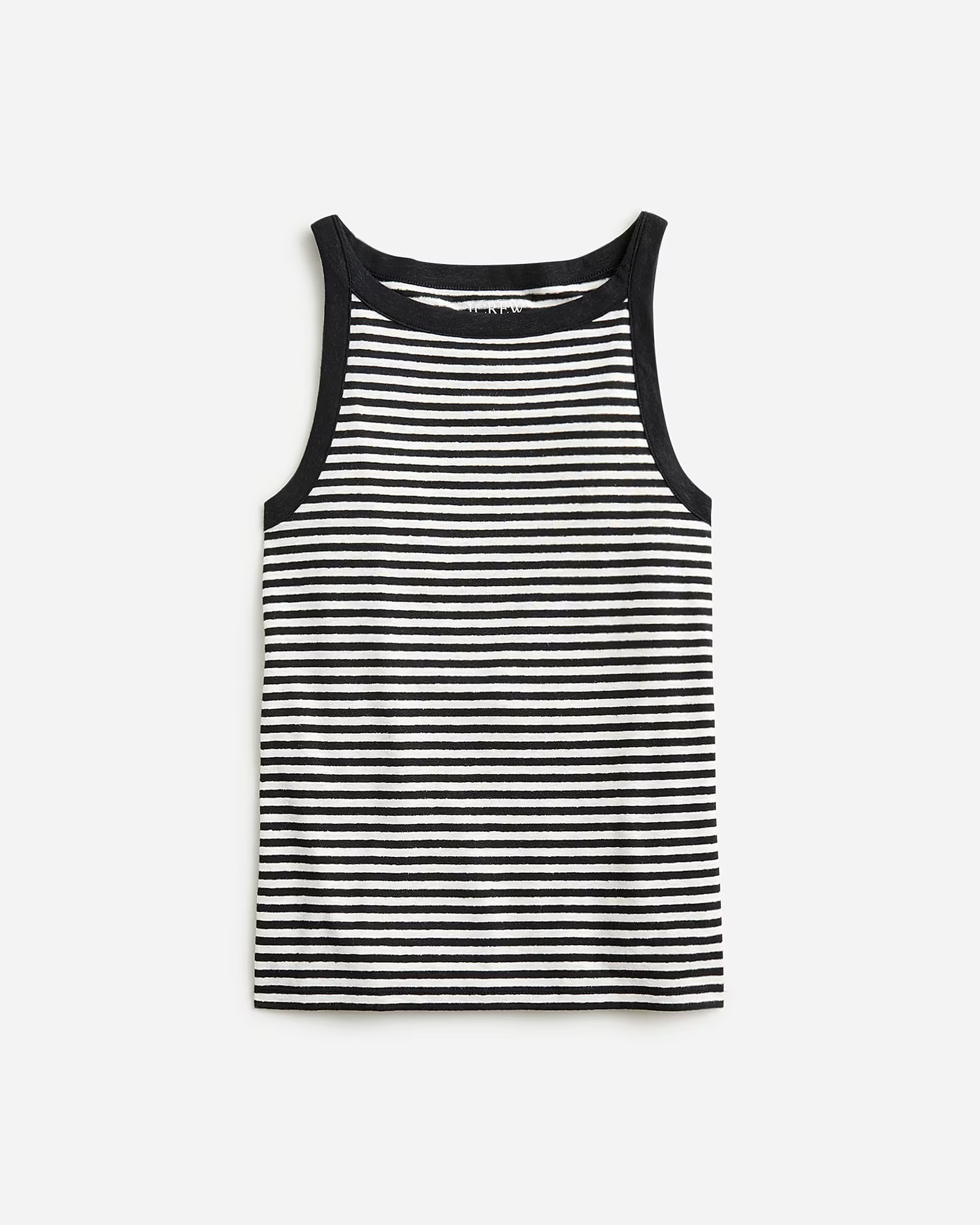 High-neck tank top in striped stretch linen blend | J. Crew US