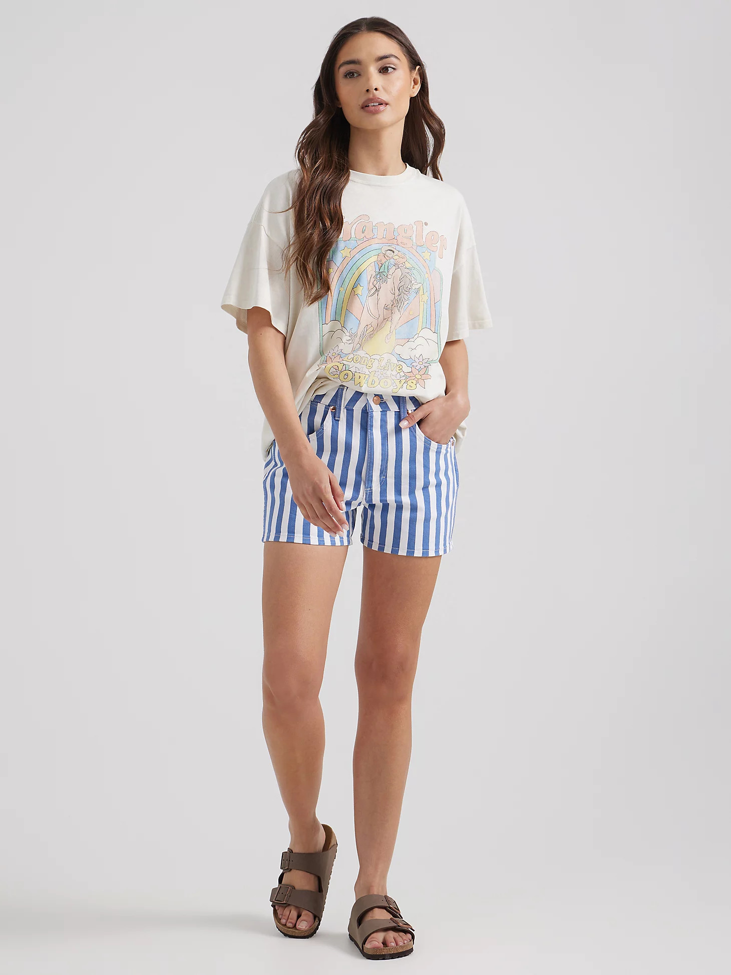 Women's Cowboy Short in Blue Bengal Stripe | Wrangler