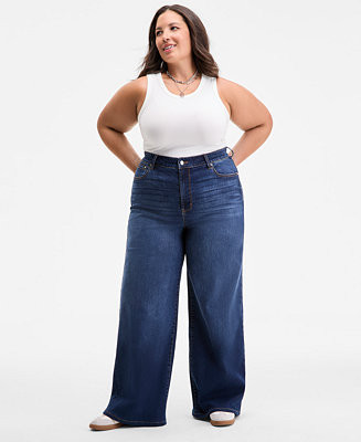 On 34th Trendy Plus Size High-Rise Wide-Leg Jeans, Exclusively at Macy's - Macy's | Macy's