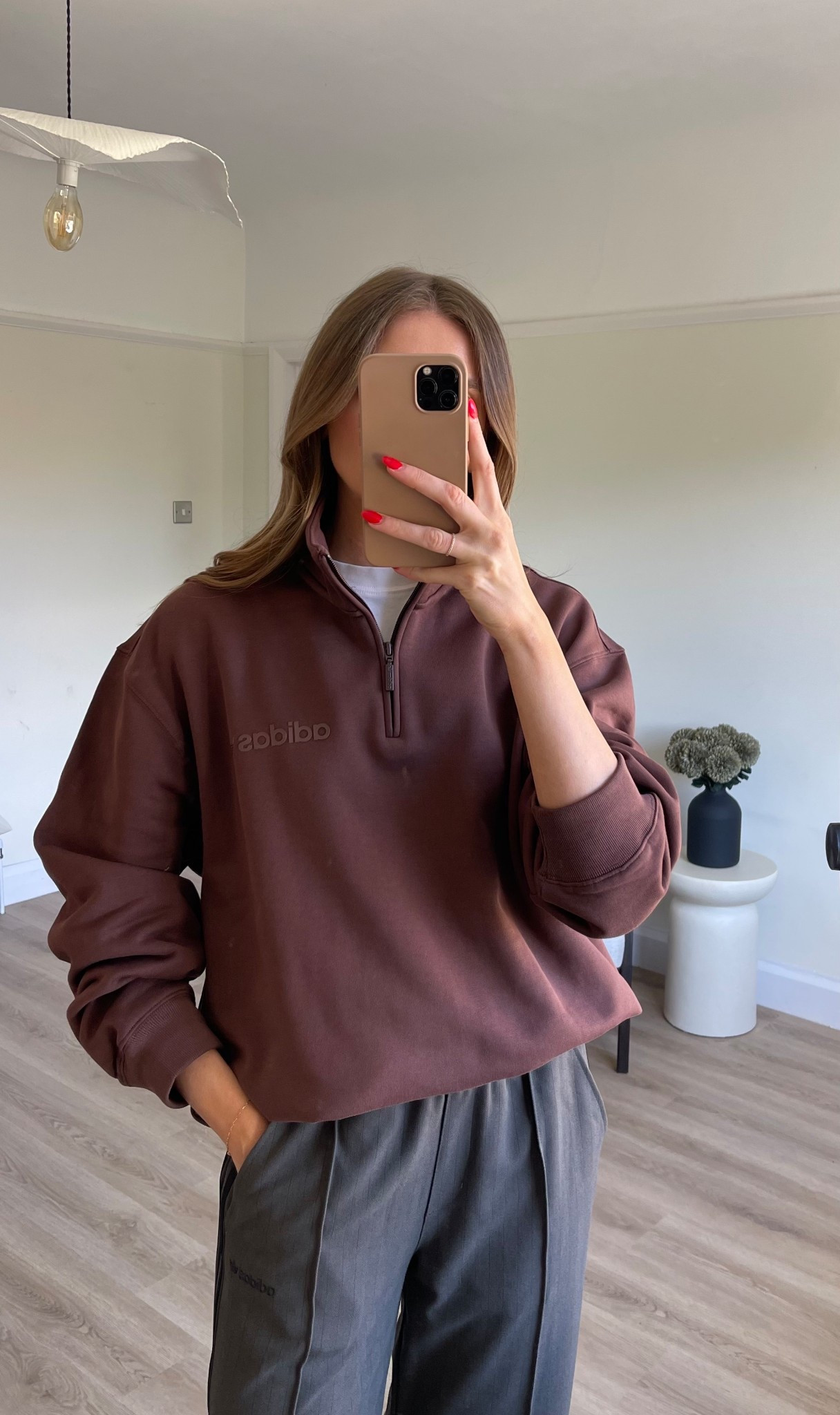 I got this fleecey lined quarter zip which I just live! This is the large, it’s a little oversized anyway but I like them to fit like this 


AD. @adidas #createdbyadidas 