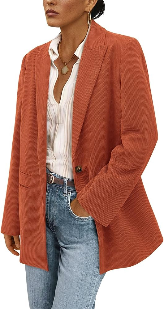 PRETTYGARDEN Women's Winter Corduroy Blazers Jackets Dressy Casual Ribbed Long Sleeve Lapel Fashi... | Amazon (US)