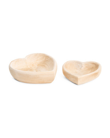 Set Of 2 Wood Heart Bowls | TJ Maxx