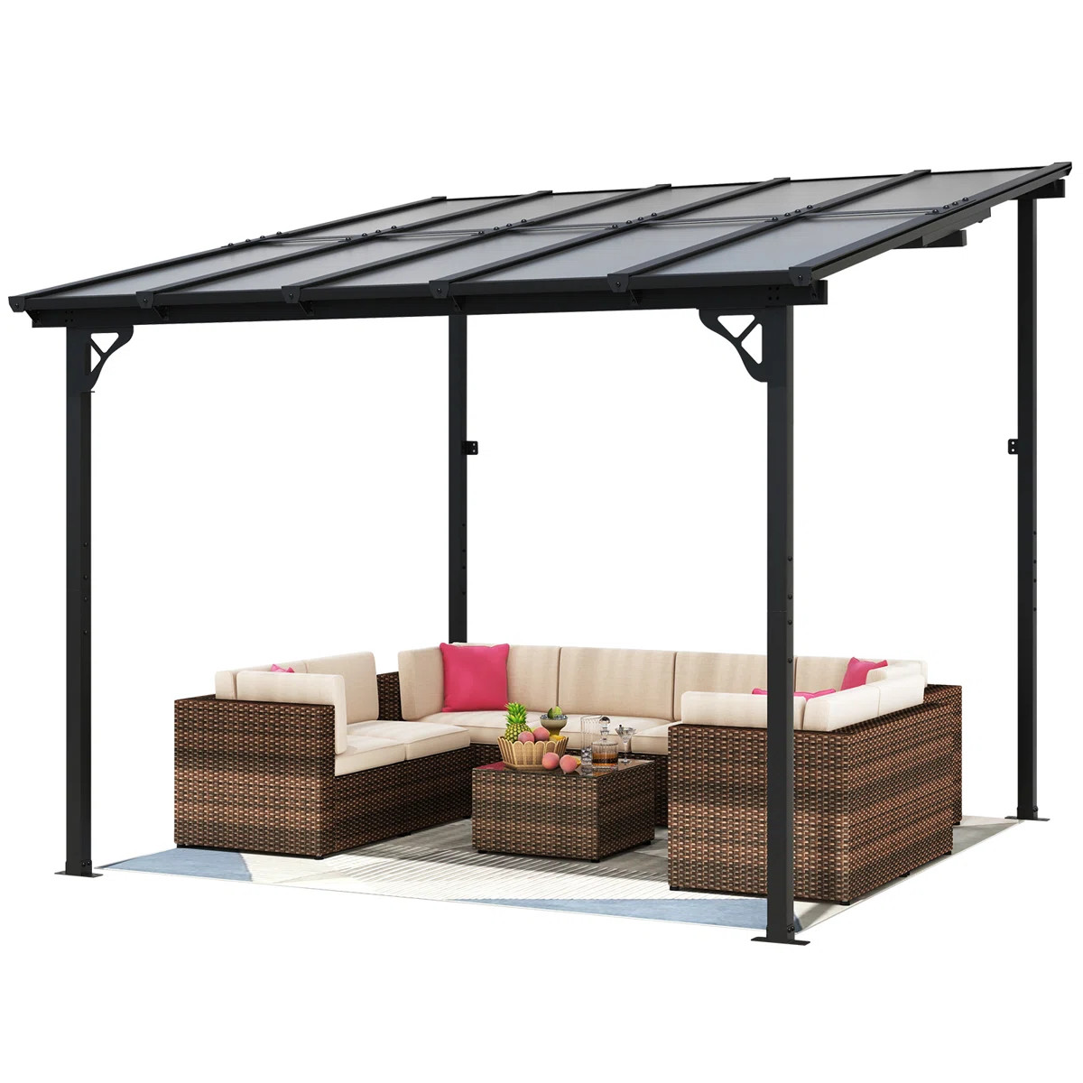 10 Ft. W x 10 Ft. D Outdoor Metal Pergola with Sloped Roof Patio Gazebo for Backyard, Deck | Wayfair North America