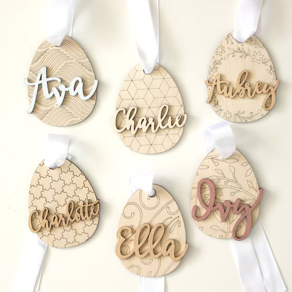 Personalized Easter Place Card Name Tag | Easter Basket Name Charm | Easter Decor | Easter Basket... | Etsy (US)