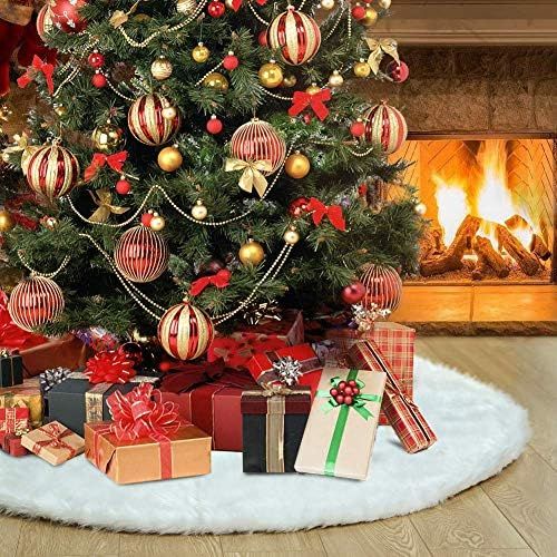 Christmas Tree Skirt, 48 inches White Christmas Tree Skirt, High-End Soft Classic Fluffy Faux Fur... | Amazon (US)