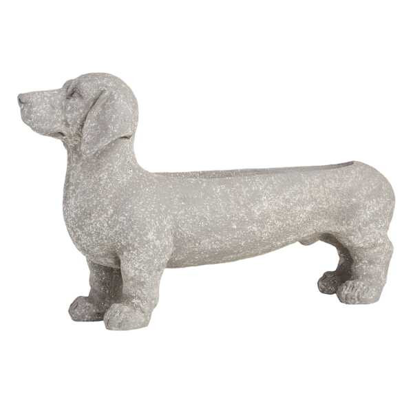 Indoor Grey Dachshund Dog Pot, 20" | At Home