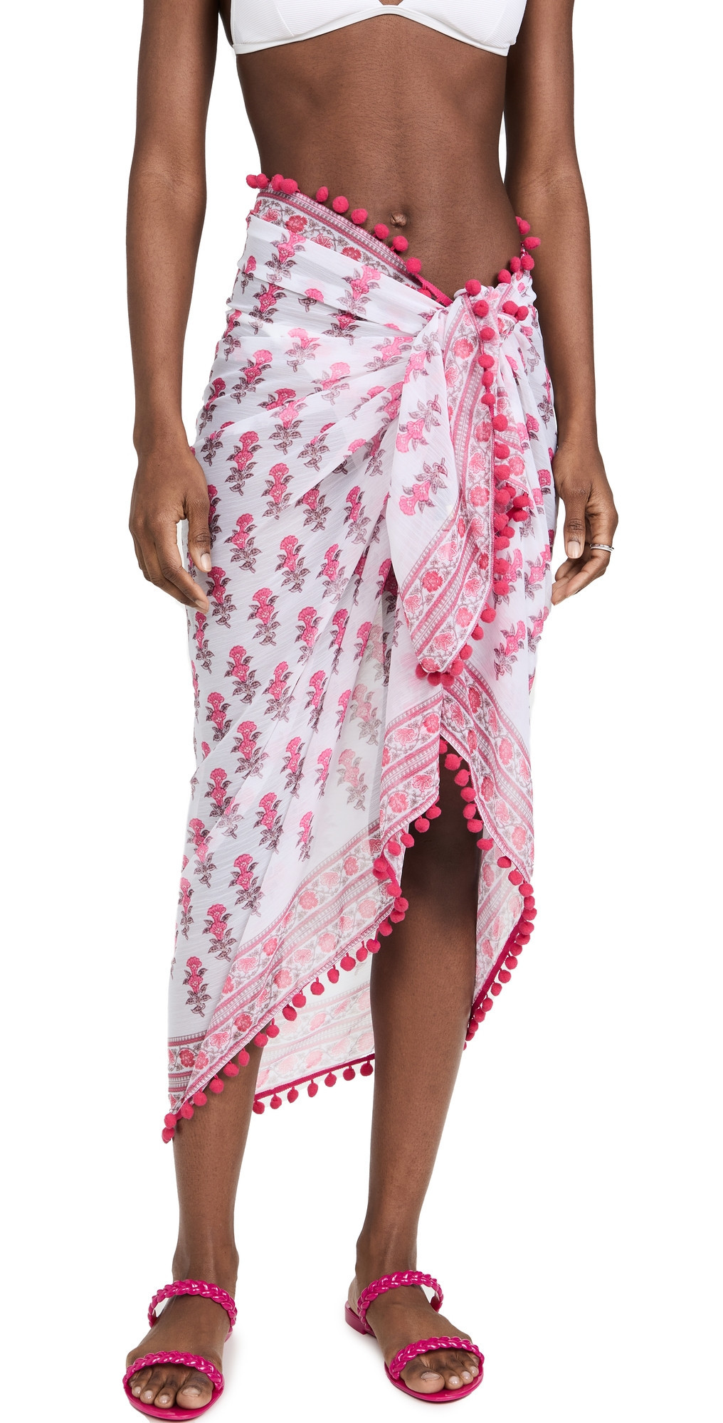 Playa Lucila Border Print Sarong Pink One Size | Shopbop