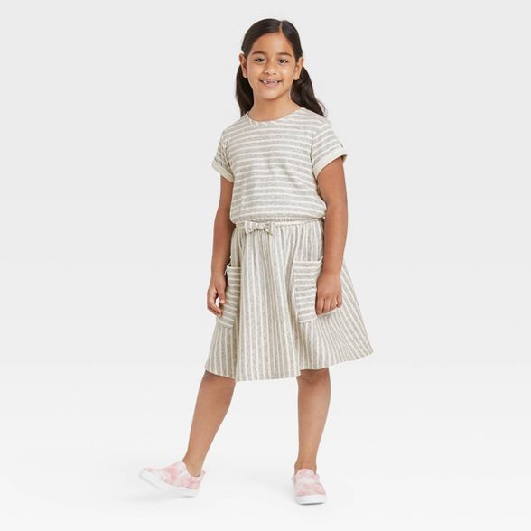 Girls' Striped Pocket Short Sleeve Knit Dress - Cat & Jack™ | Target