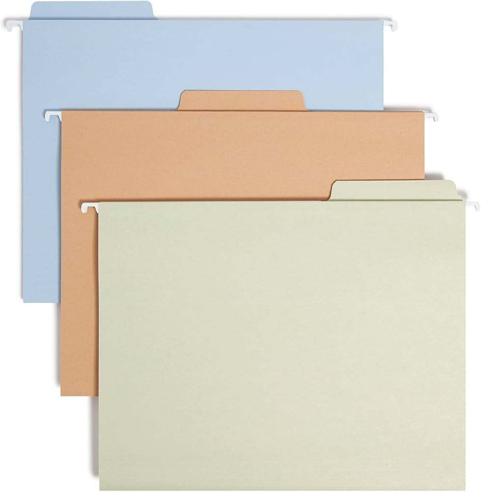 Smead FasTab Hanging File Folder, 1/3-Cut Built-in Tab, Letter Size, Assorted Pastel Colors, 18 p... | Amazon (US)
