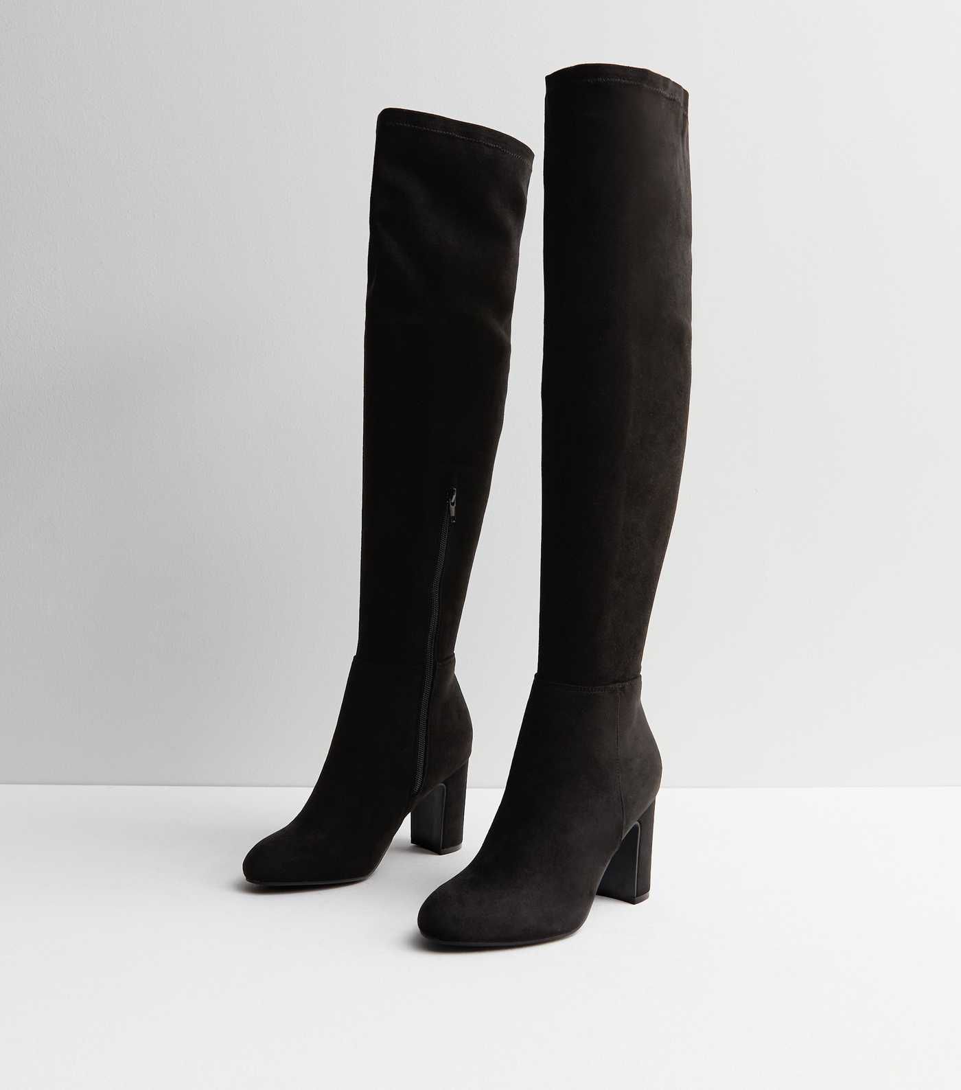 Black Suedette Over the Knee Block Heel Boots
						
						Add to Saved Items
						Remove from S... | New Look (UK)