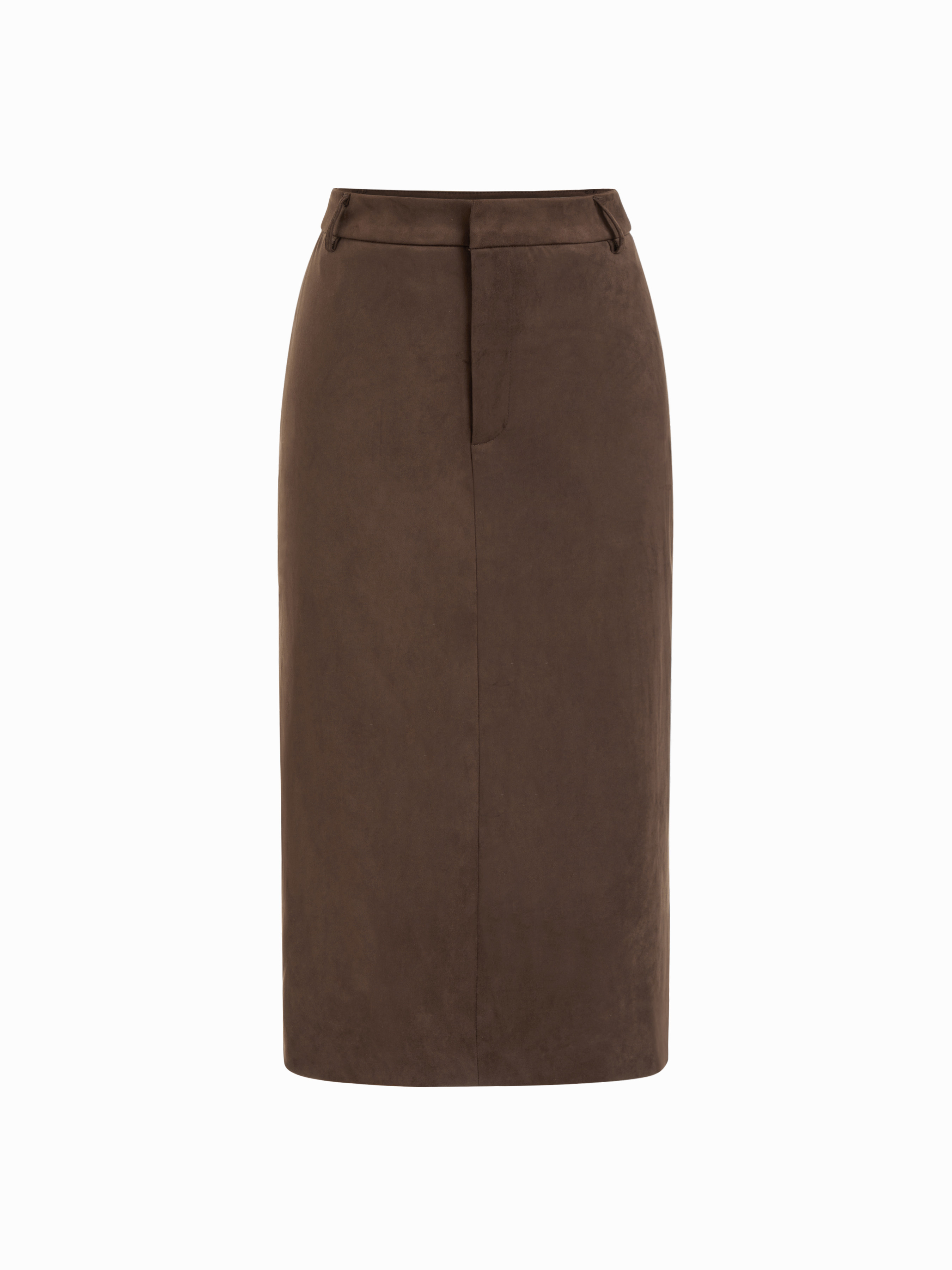 Suede Suede Mid Rise Side Split Maxi Skirt For Work | Cider