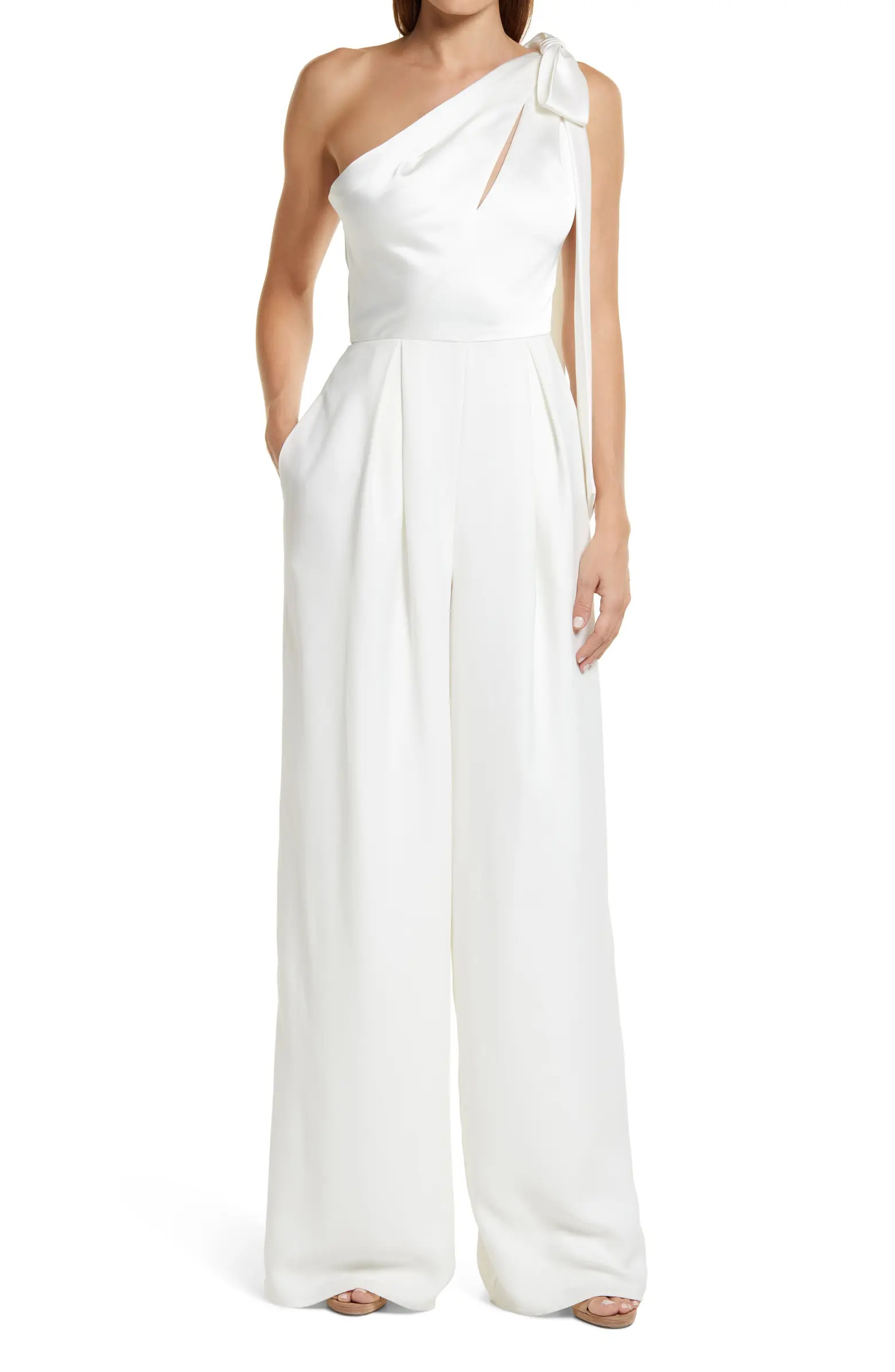 Amsale One-Shoulder Wide Leg Jumpsuit | Nordstrom | Nordstrom