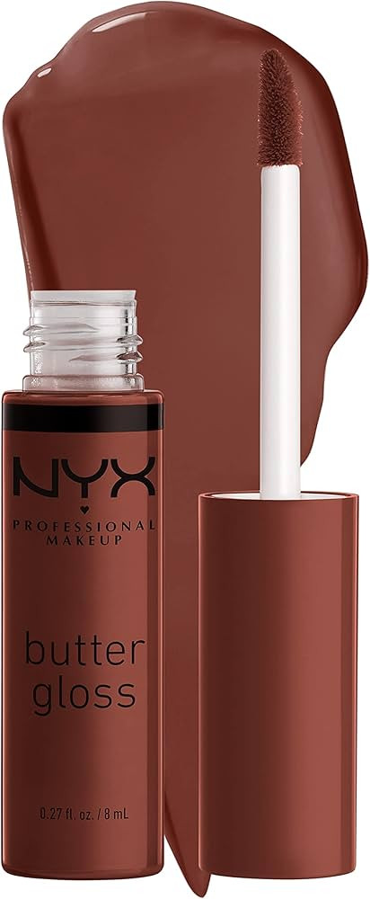 NYX PROFESSIONAL MAKEUP Butter Gloss Brown Sugar, Non-Sticky Lip Gloss - Brownie Drip (Deep Brown... | Amazon (US)