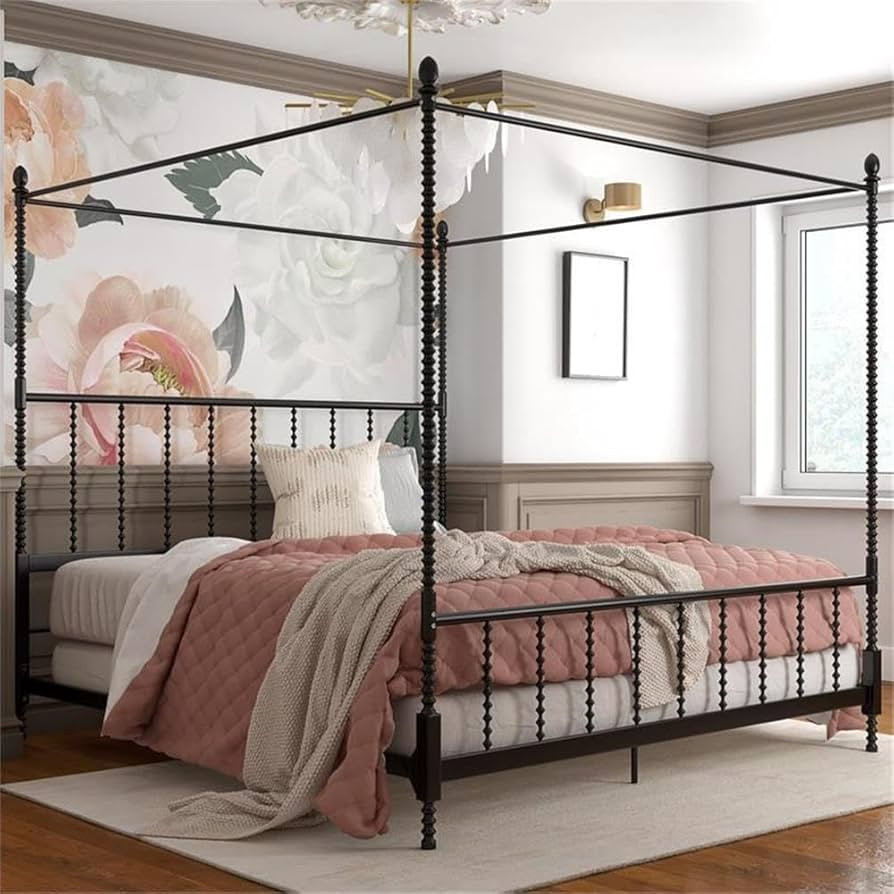 DHP Emerson Metal Canopy Bed in King Size Frame in Black | Amazon (US)