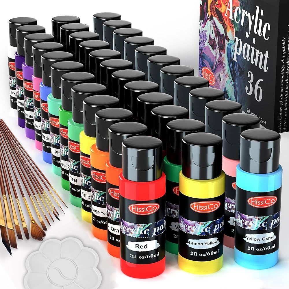 Acrylic Paint Set of 36 Colors 2fl oz 60ml Bottles,Non Toxic 36 Colors Acrylic Paint No Fading Ri... | Amazon (US)