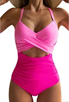 Eomenie Women's One Piece Swimsuits Tummy Control Cutout High Waisted Bathing Suit Wrap Tie Back ... | Amazon (US)