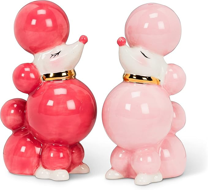 Abbott Collection 27-PINKIE-518 Pink Poodle Salt and Pepper Shaker Set, Pink, 3.5" H | Amazon (US)