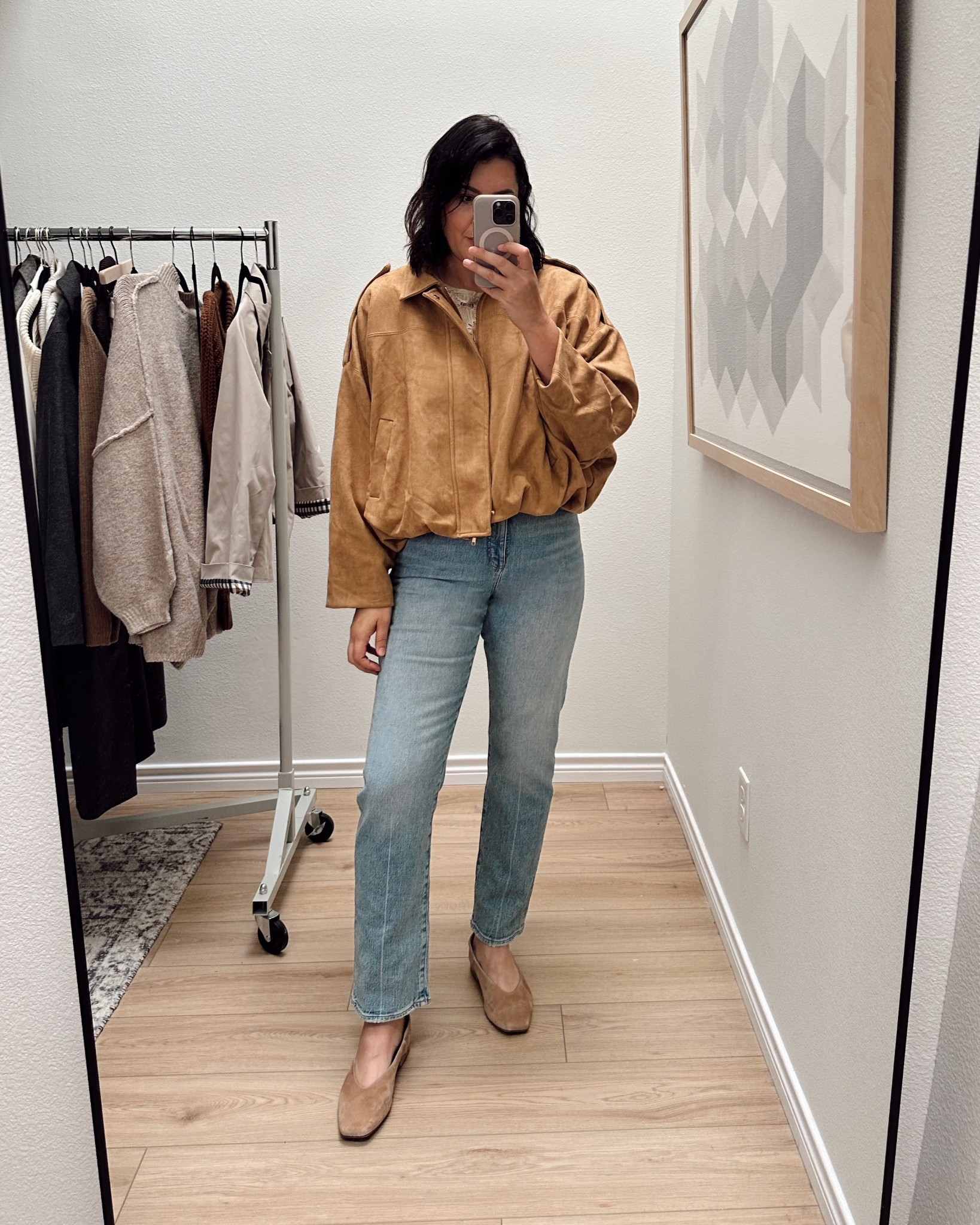 This jacket is a FIND! Under $50 too! I’m in the large fit is perfectly loose. 