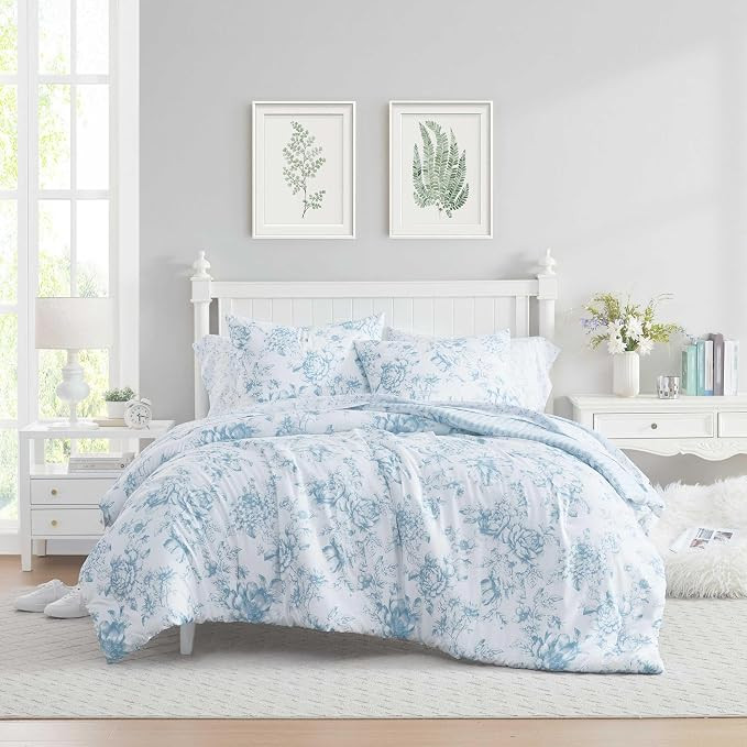 Laura Ashley - King Comforter Set, Soft & Reversible Floral Bedding with Bonus Bed Sheets & Pillo... | Amazon (US)