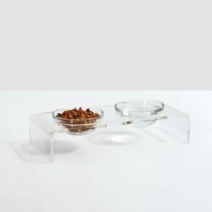 Hiddin Small Pet Silver Bowl Clear Elevated Feeder | Wayfair | Wayfair North America